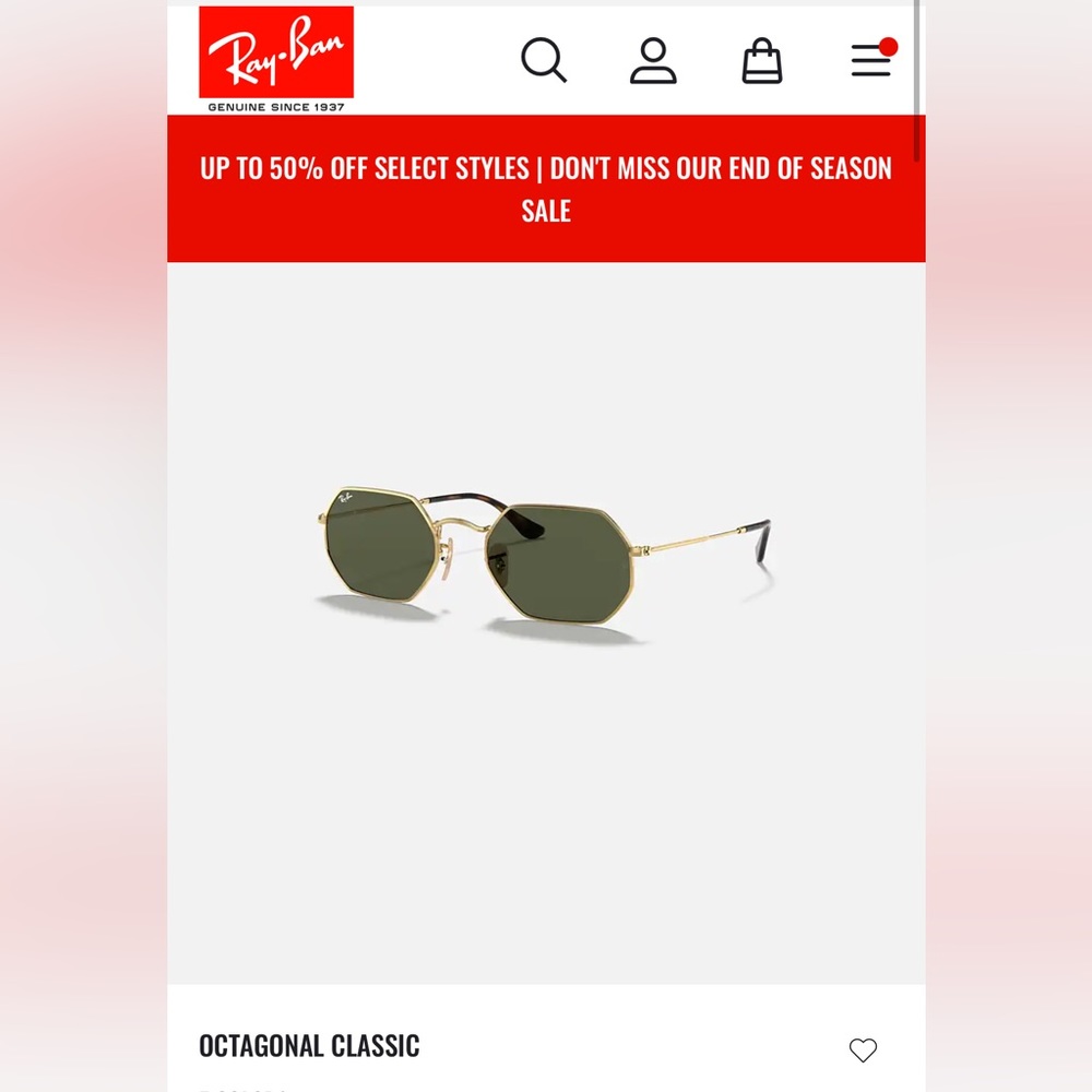 Ray Bans, octagonal classic, green classic g-15, gold frame